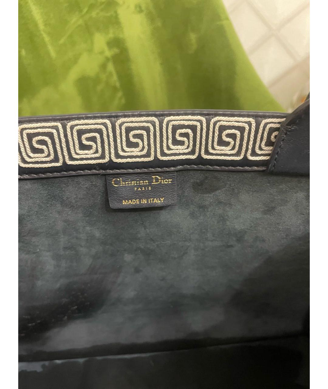 CHRISTIAN DIOR Темно-синяя кожаная сумка тоут, фото 5