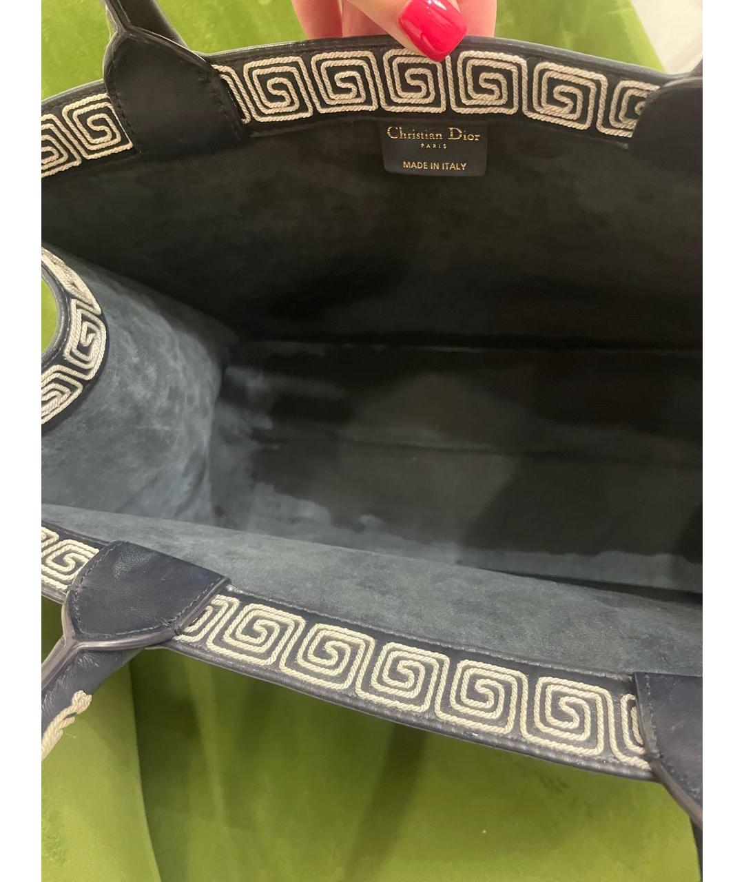 CHRISTIAN DIOR Темно-синяя кожаная сумка тоут, фото 6