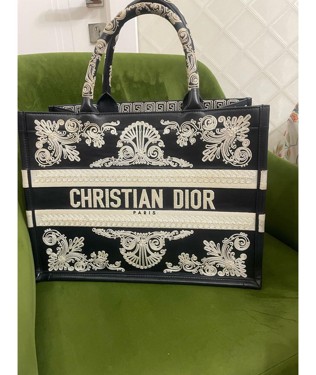 CHRISTIAN DIOR Темно-синяя кожаная сумка тоут, фото 2