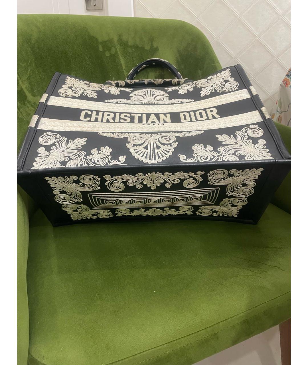 CHRISTIAN DIOR Темно-синяя кожаная сумка тоут, фото 3