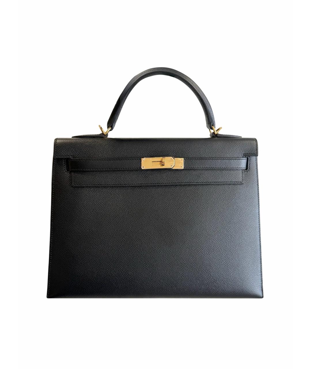 HERMES Черная кожаная сумка тоут, фото 1