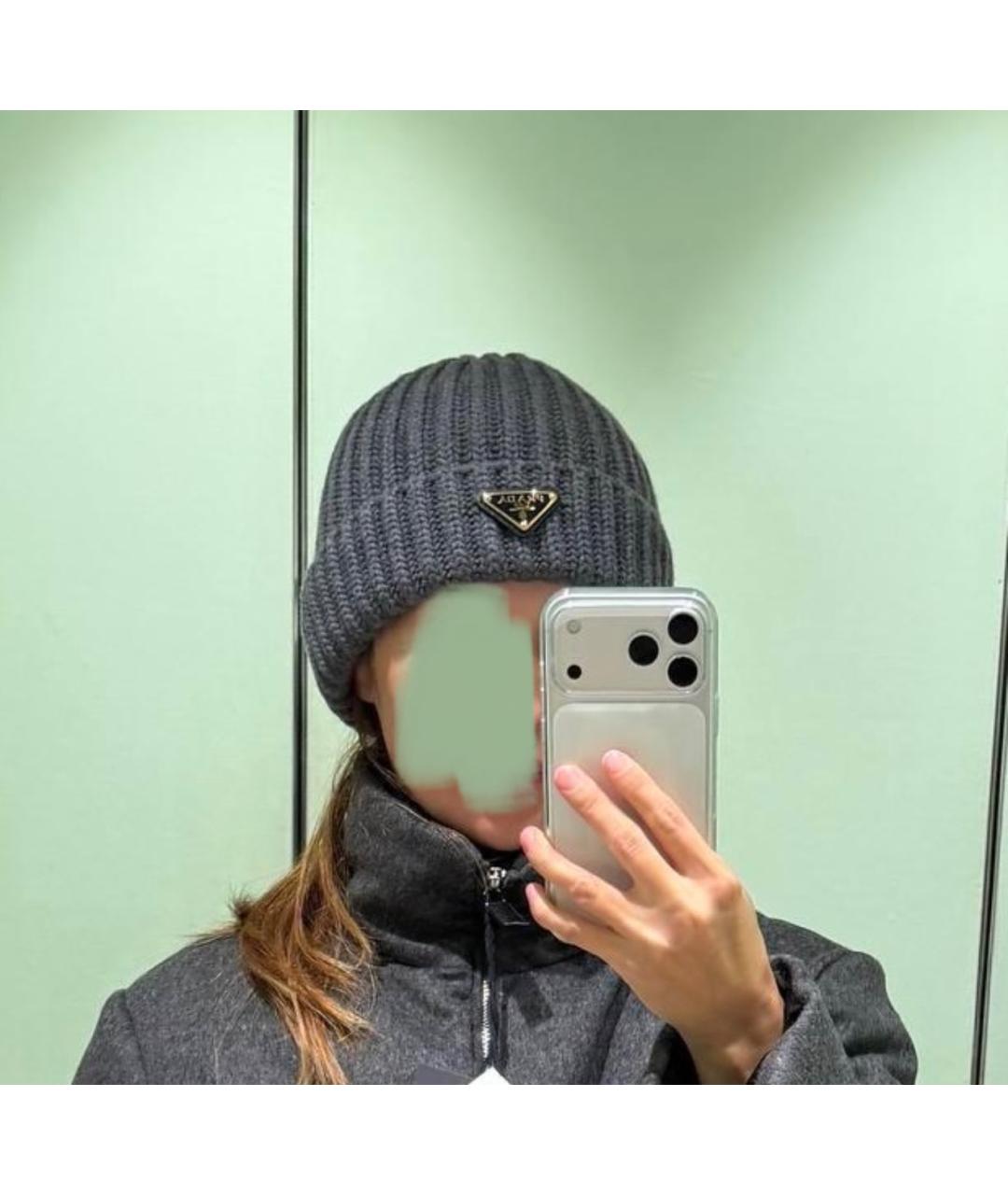 PRADA Антрацитовая шерстяная шапка, фото 3