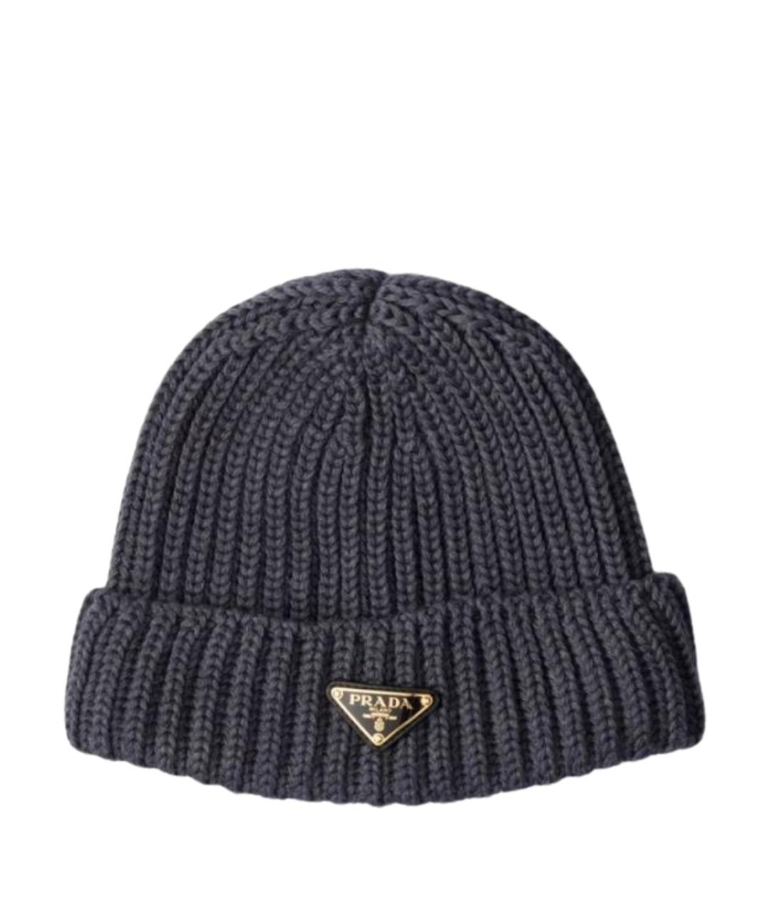 PRADA Антрацитовая шерстяная шапка, фото 1