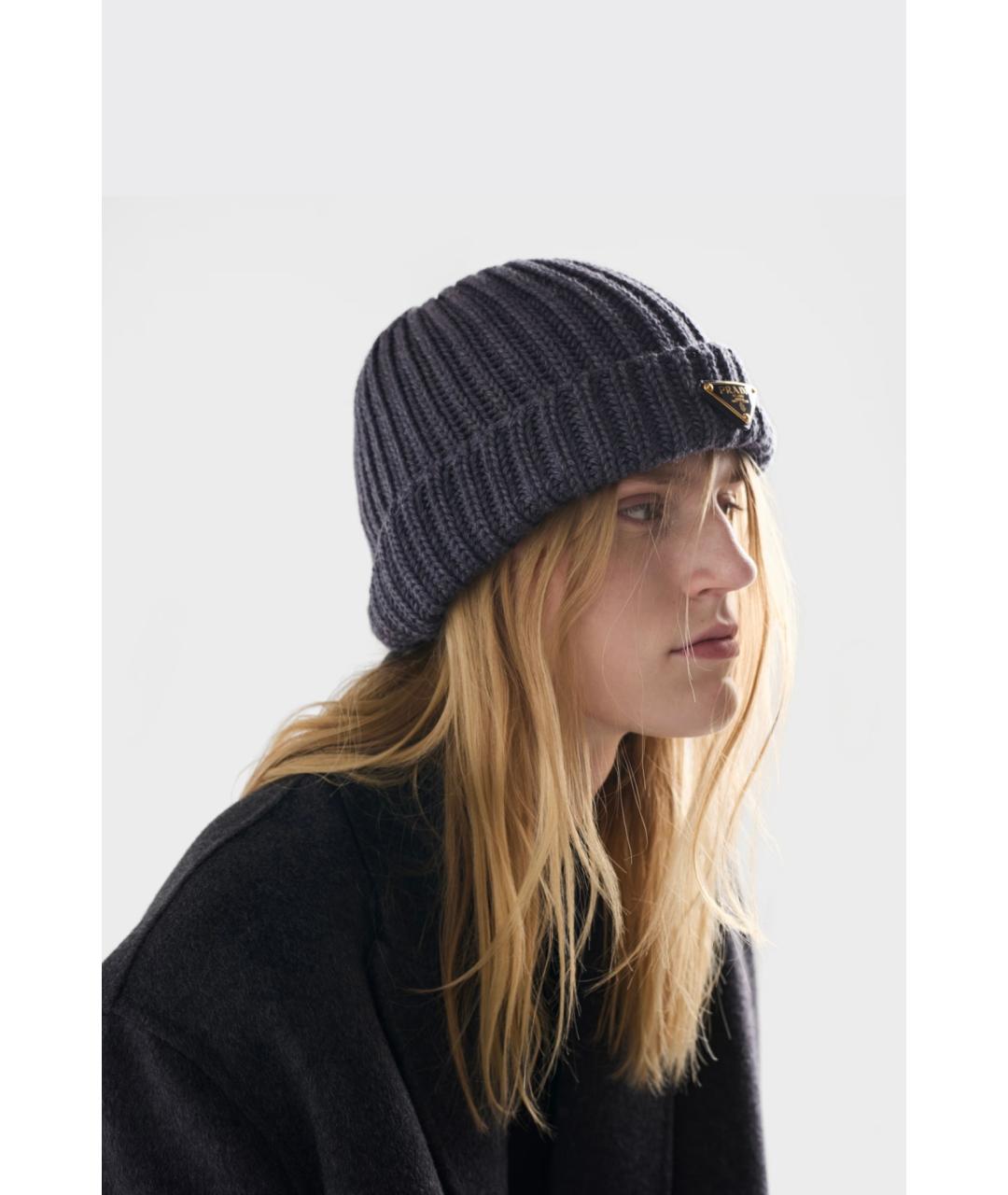 PRADA Антрацитовая шерстяная шапка, фото 2