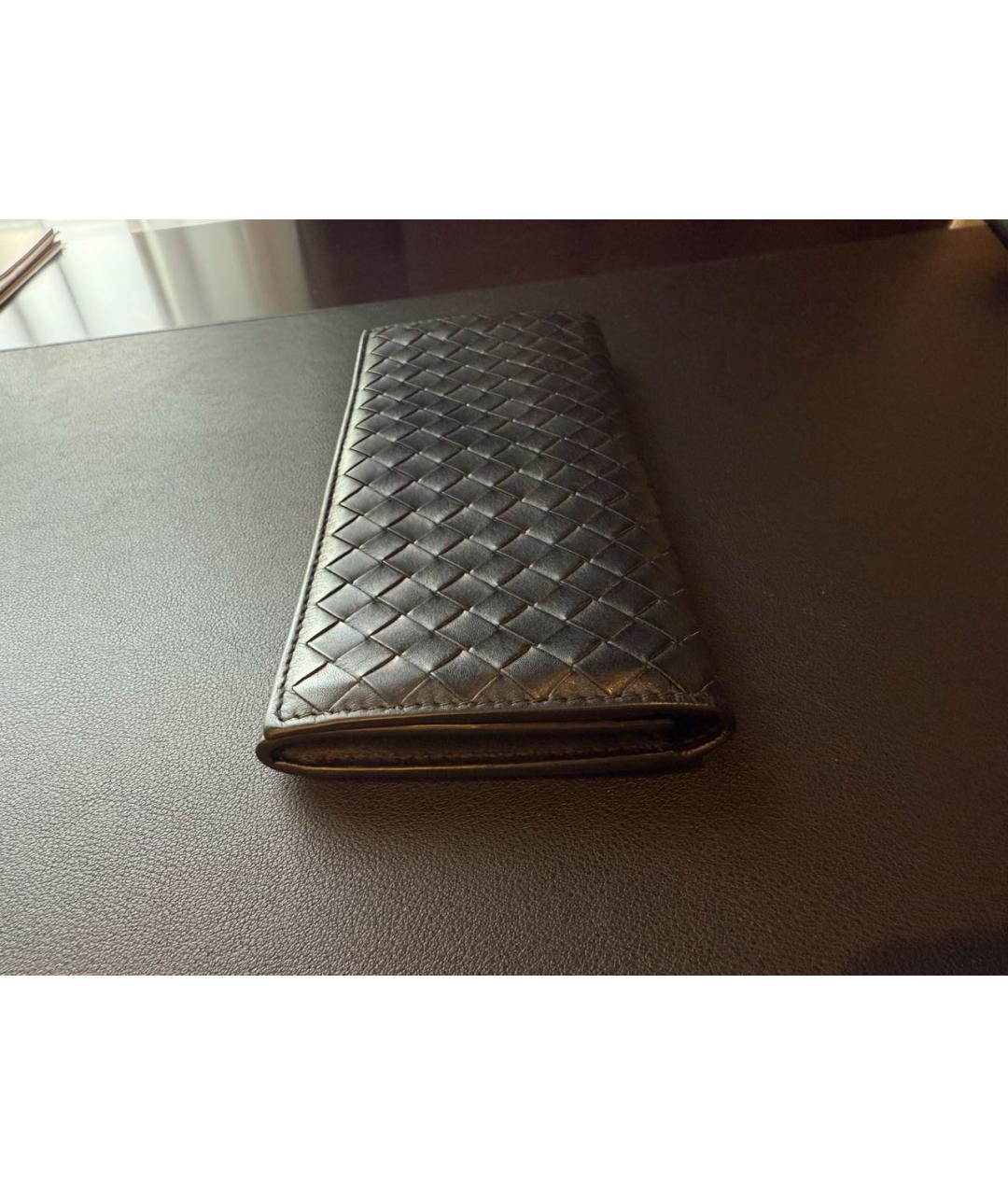 BOTTEGA VENETA Черный кожаный кошелек, фото 4