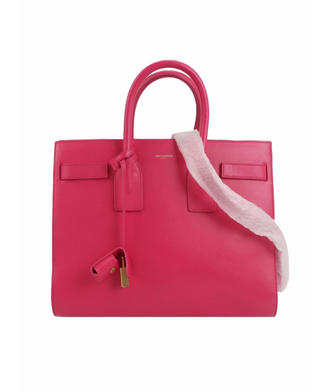 SAINT LAURENT Розовая кожаная сумка тоут, фото 1