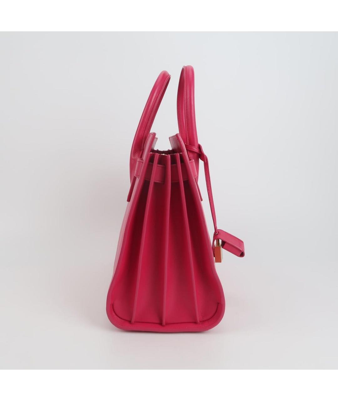 SAINT LAURENT Розовая кожаная сумка тоут, фото 3