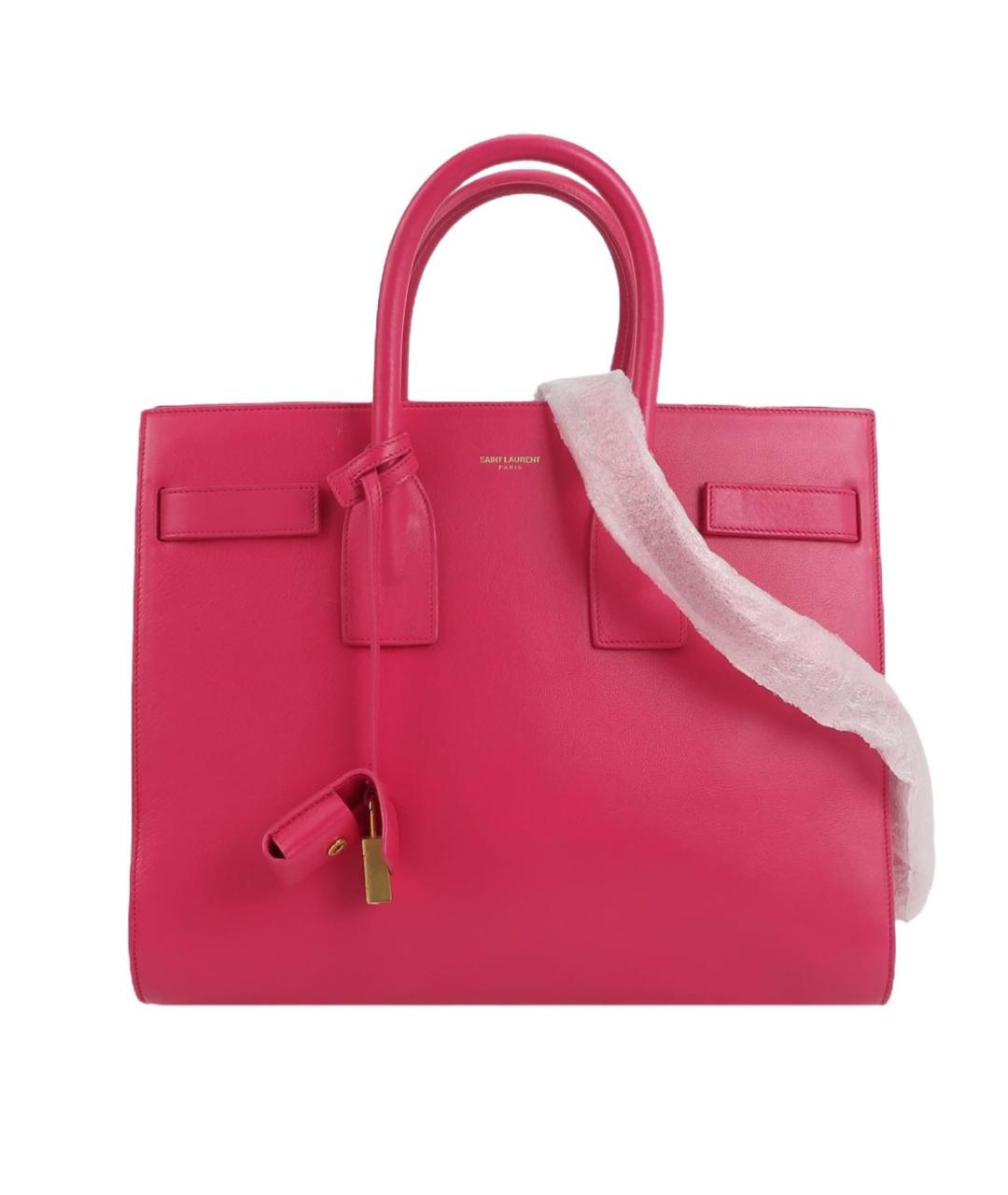 SAINT LAURENT Розовая кожаная сумка тоут, фото 9