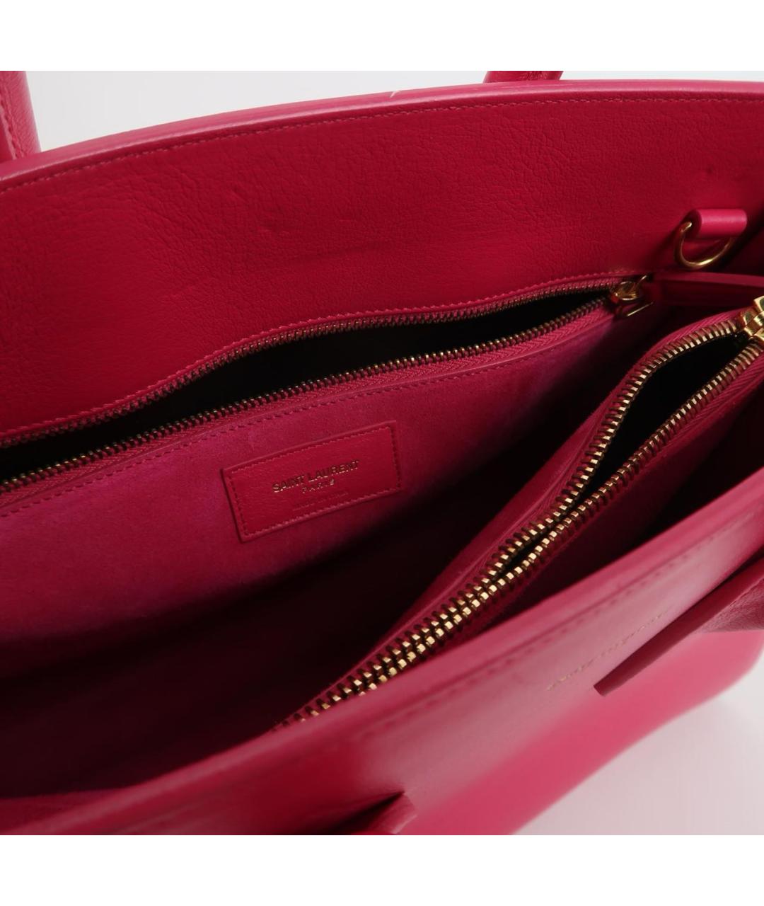 SAINT LAURENT Розовая кожаная сумка тоут, фото 7
