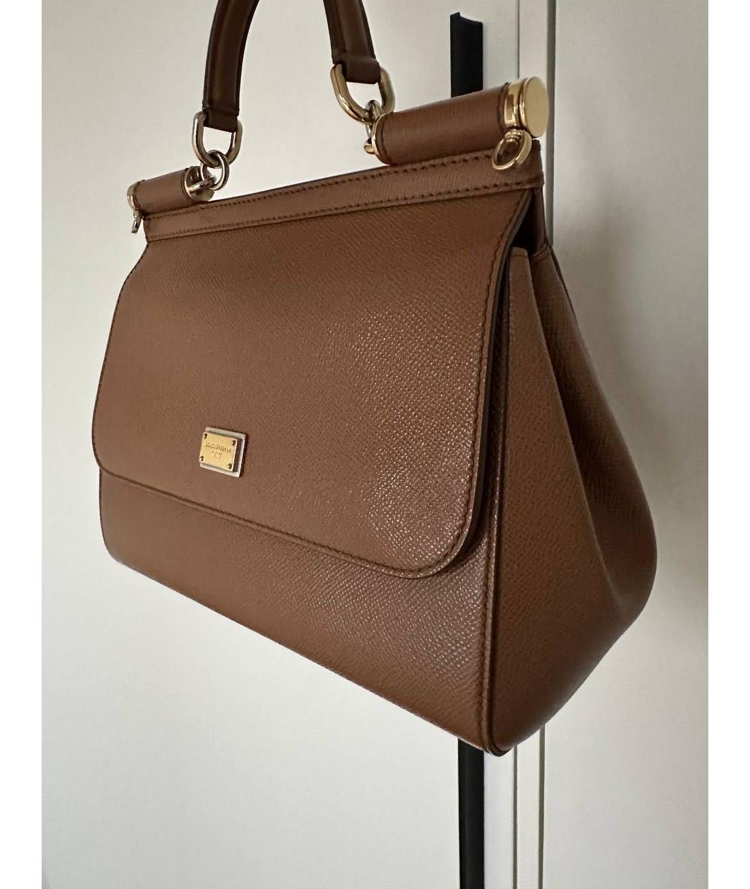 DOLCE&GABBANA Коричневая кожаная сумка через плечо, фото 2