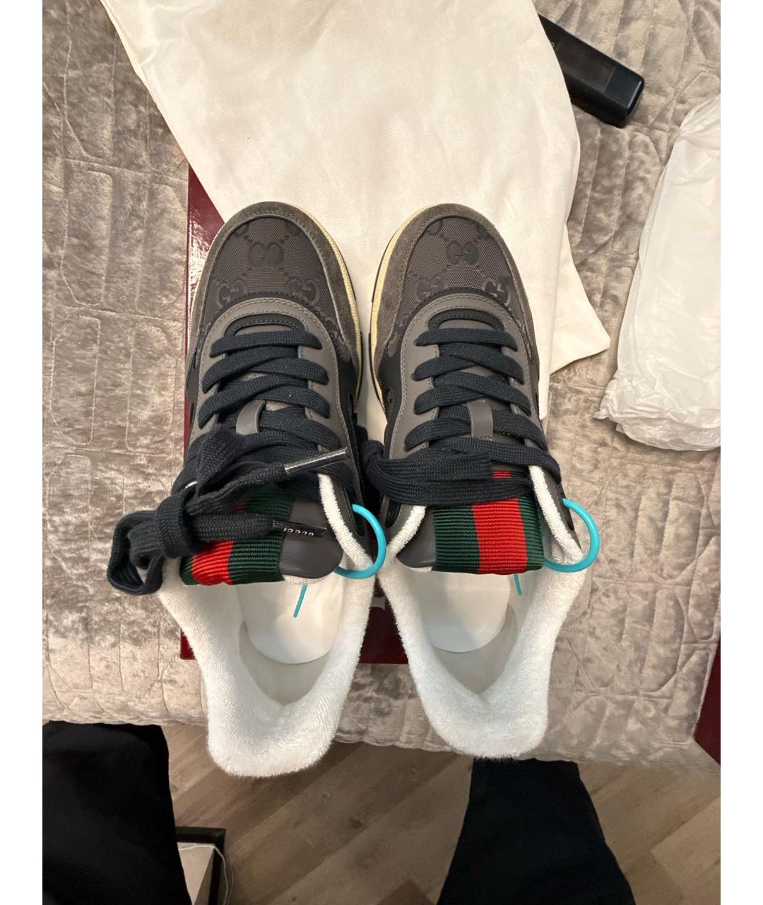 GUCCI Серые текстильные низкие кроссовки / кеды, фото 3