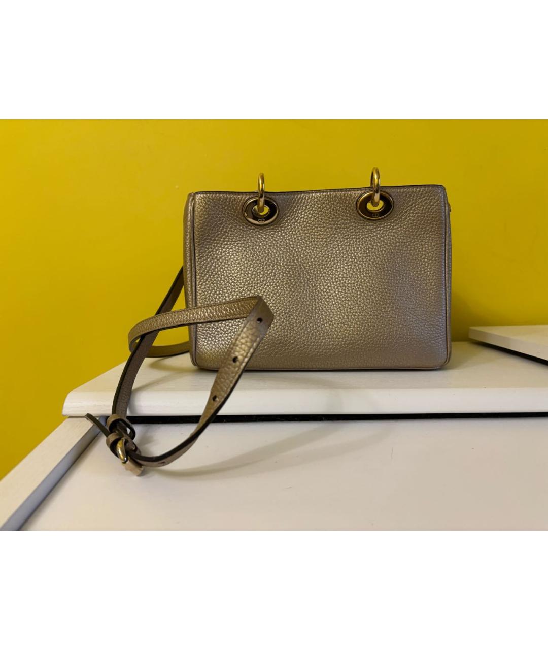 CHRISTIAN DIOR Золотая кожаная сумка через плечо, фото 3
