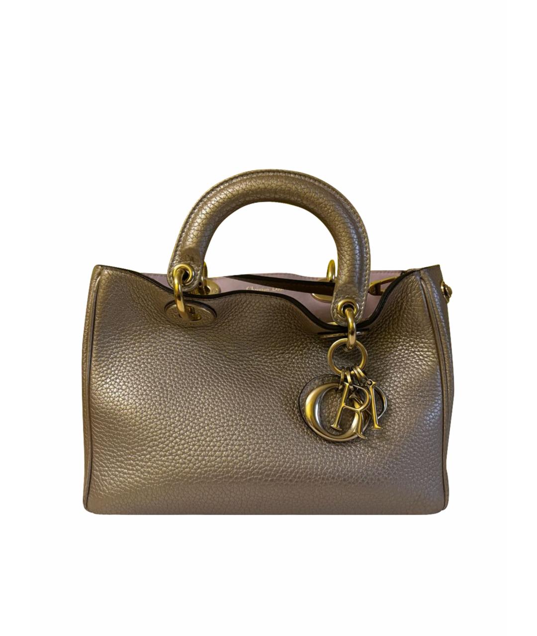 CHRISTIAN DIOR Золотая кожаная сумка через плечо, фото 1