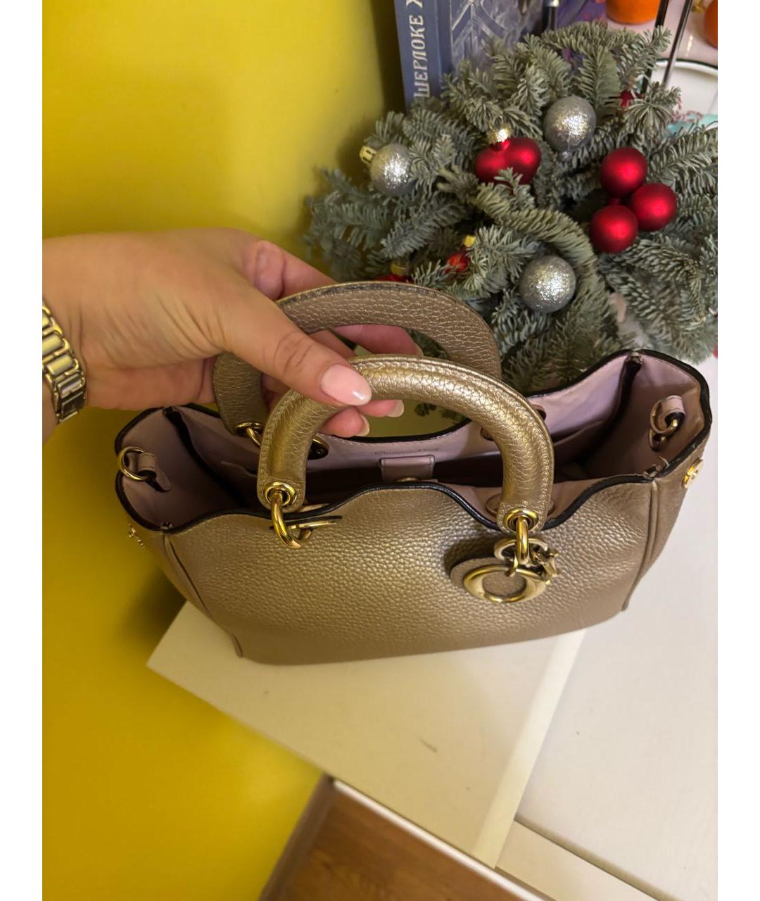 CHRISTIAN DIOR Золотая кожаная сумка через плечо, фото 8
