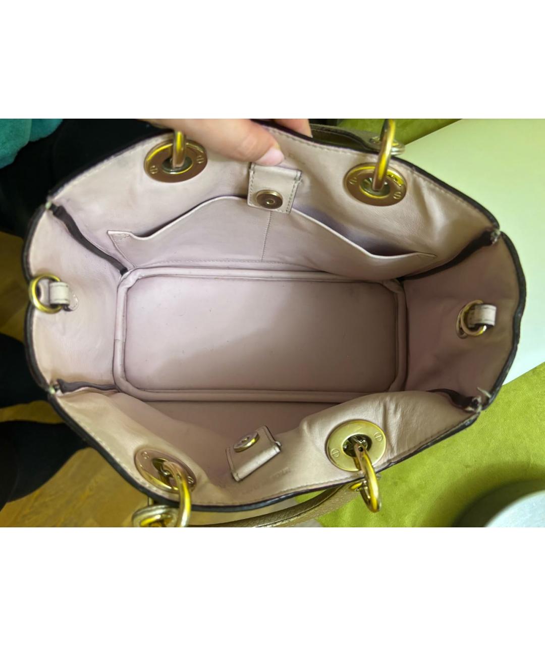 CHRISTIAN DIOR Золотая кожаная сумка через плечо, фото 4