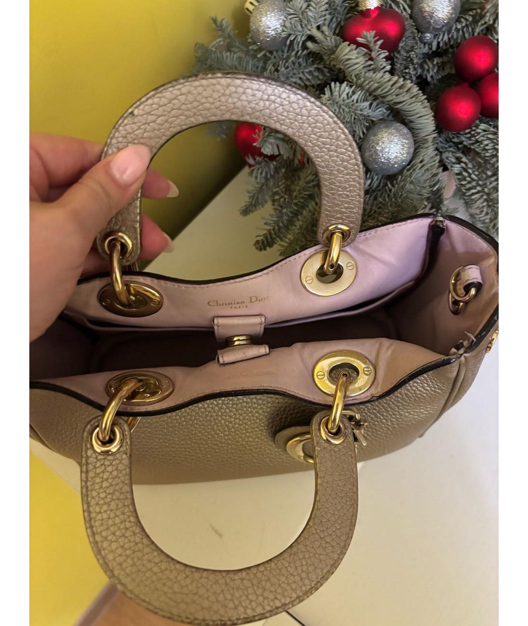 CHRISTIAN DIOR Золотая кожаная сумка через плечо, фото 6