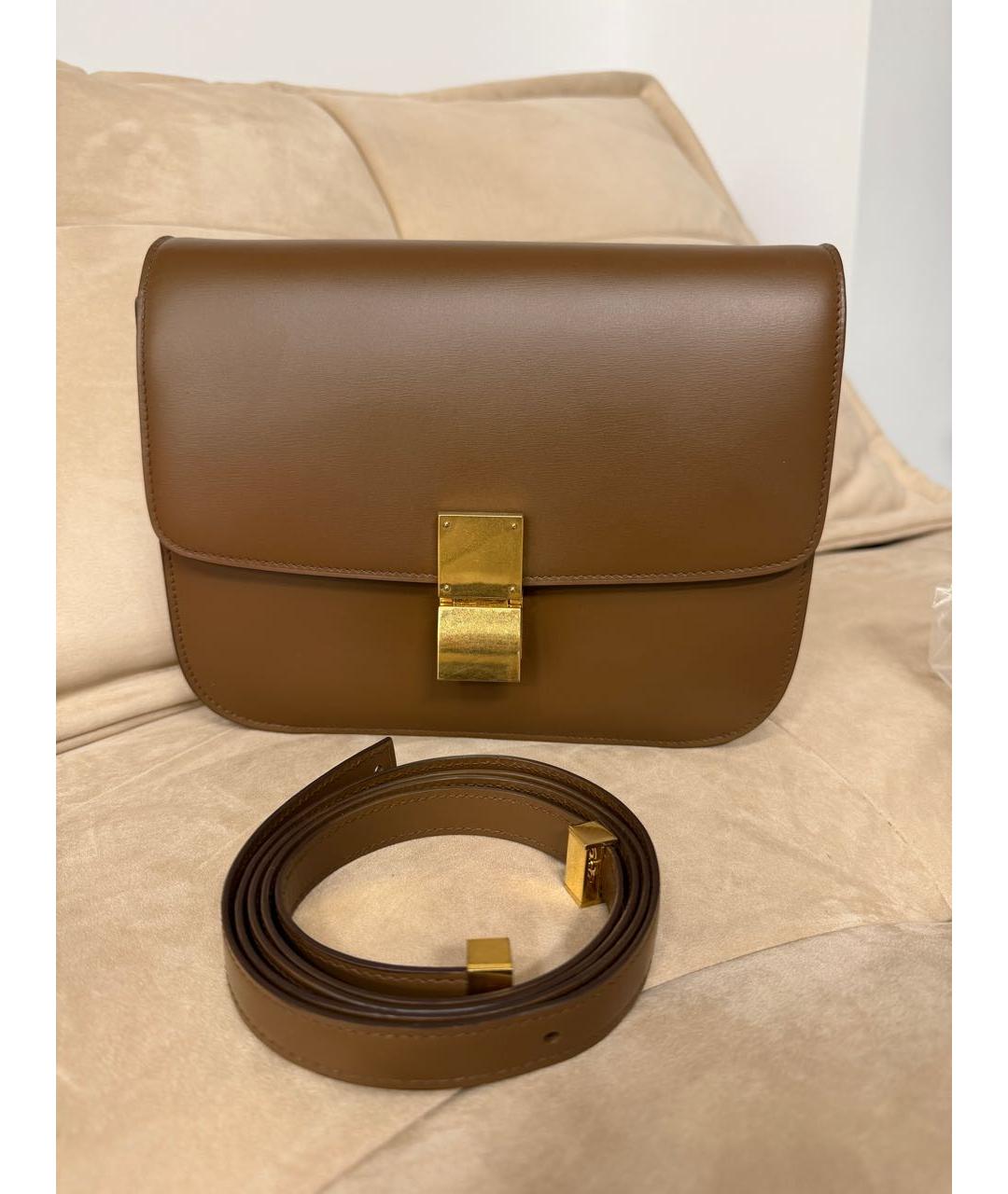 CELINE Коричневая кожаная сумка через плечо, фото 2