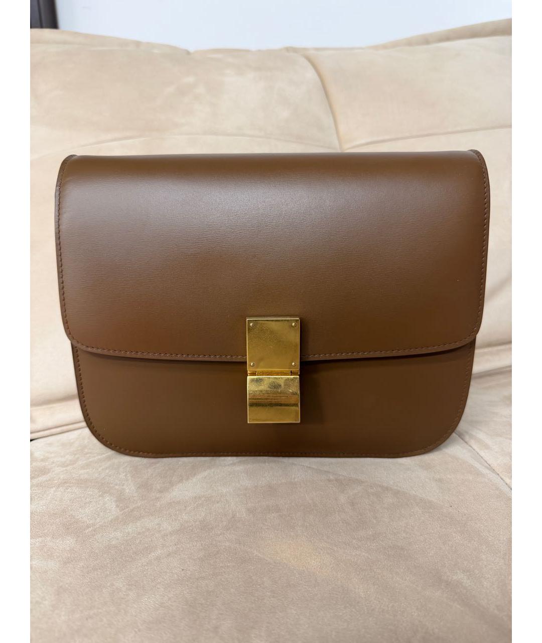 CELINE Коричневая кожаная сумка через плечо, фото 9