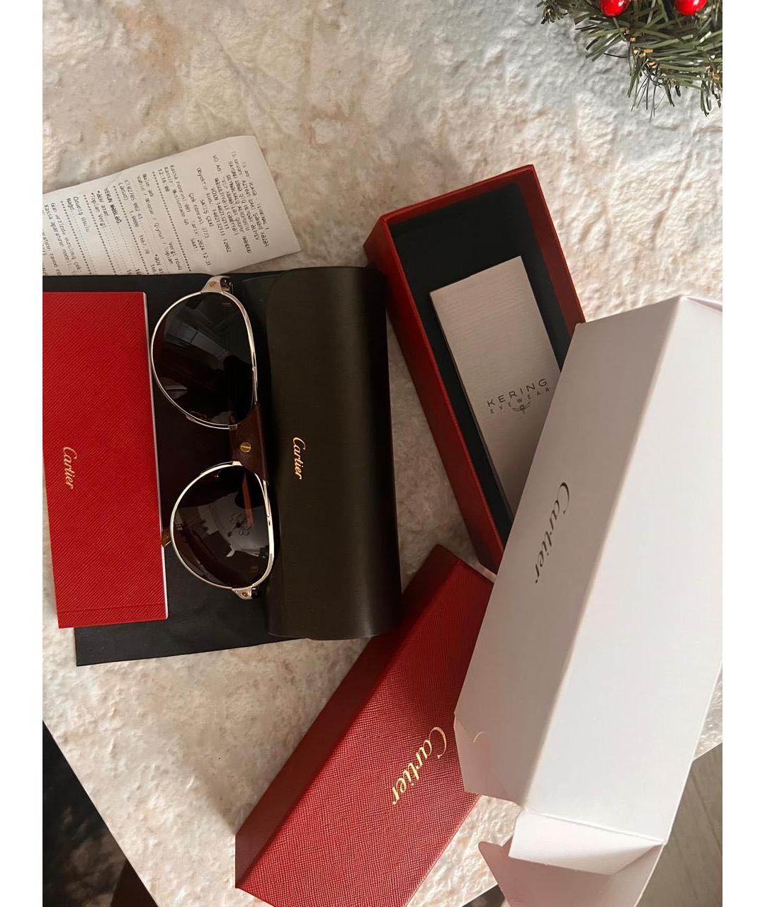 CARTIER Золотые металлические солнцезащитные очки, фото 4