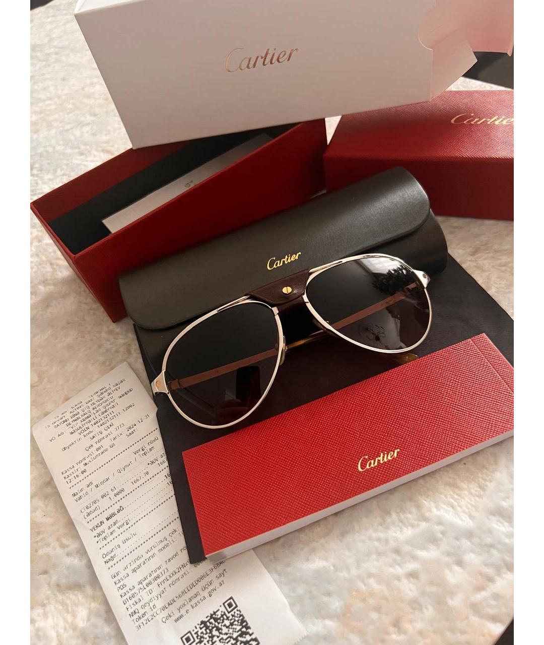 CARTIER Золотые металлические солнцезащитные очки, фото 5