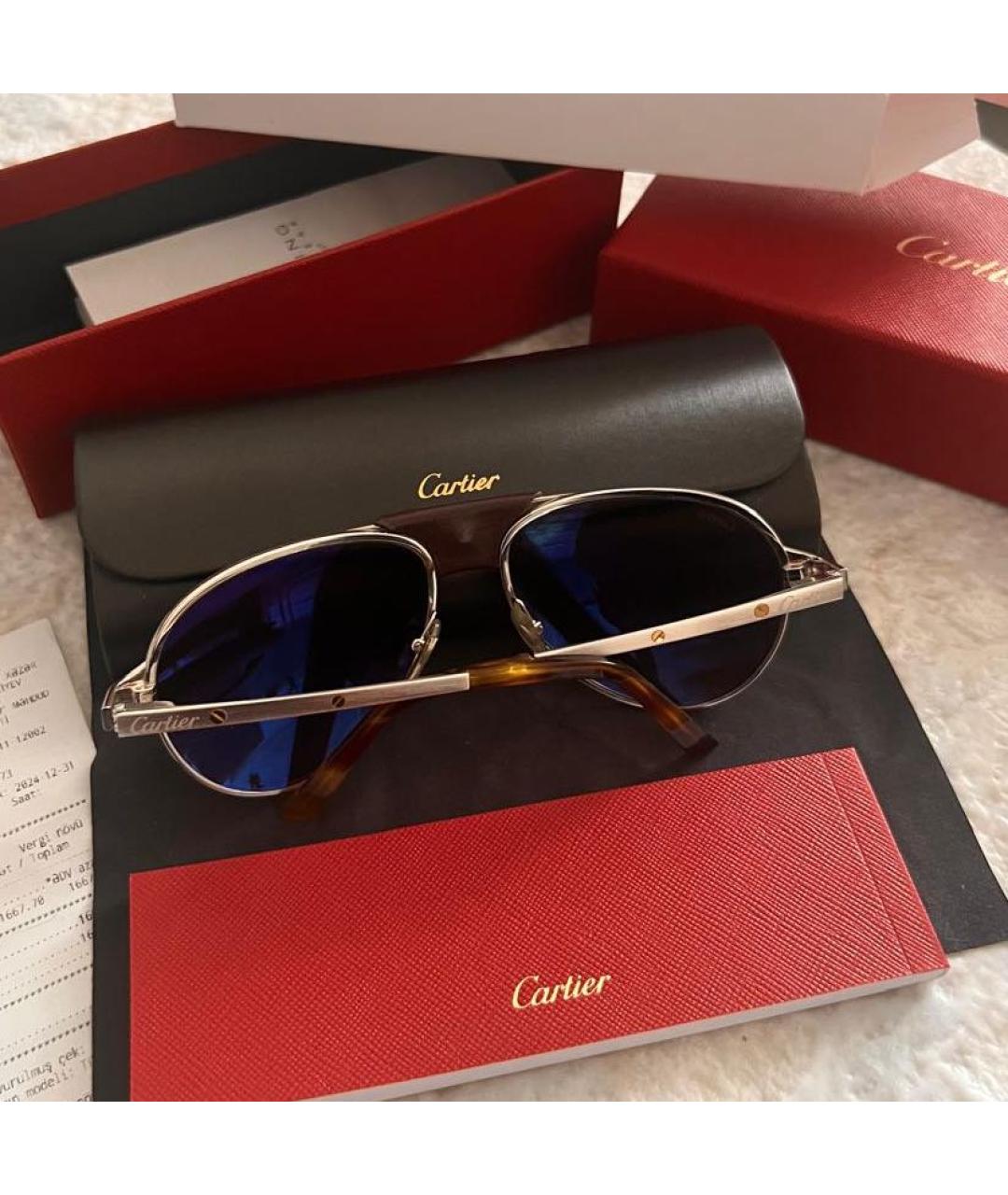 CARTIER Золотые металлические солнцезащитные очки, фото 2