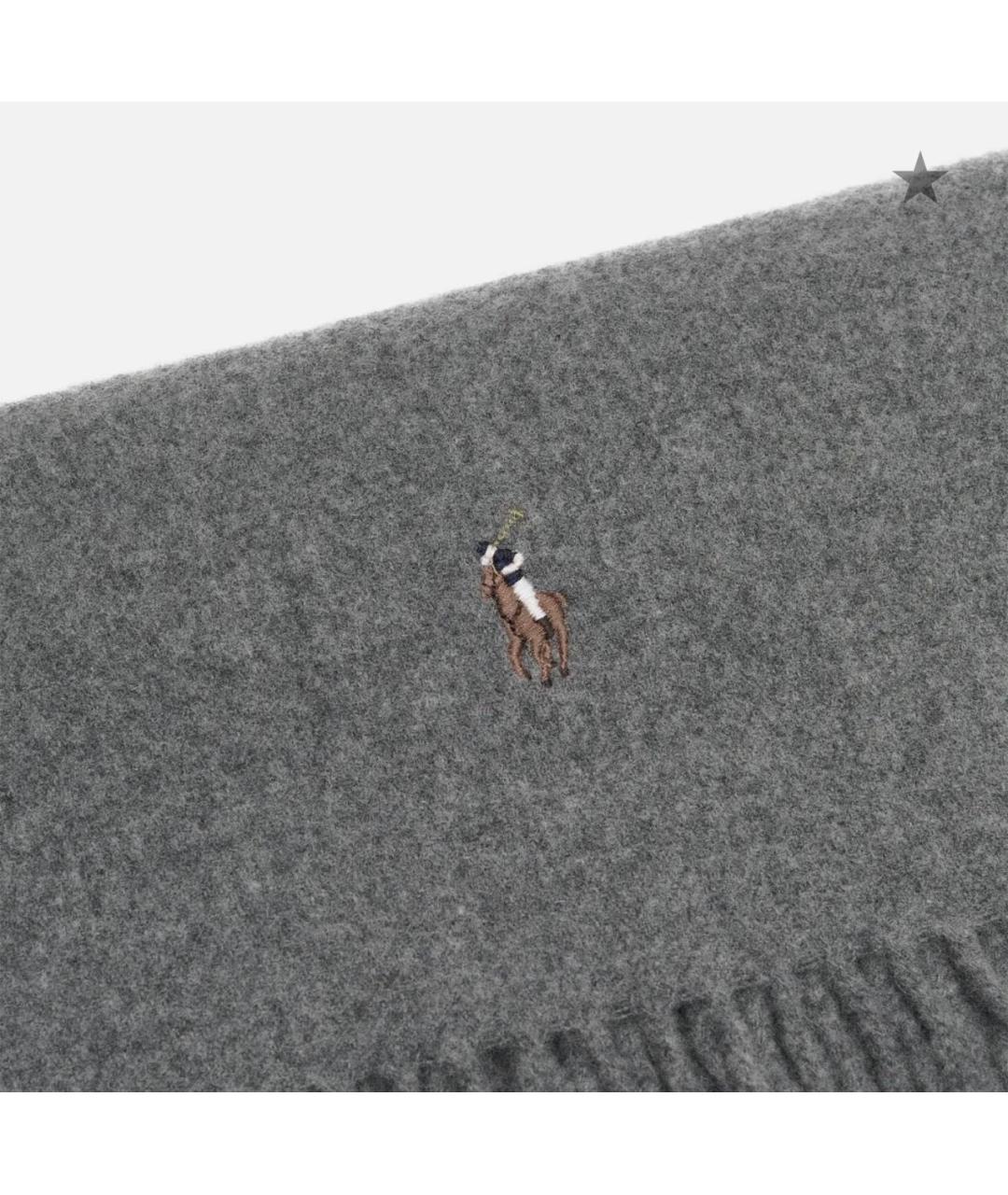 POLO RALPH LAUREN Серый шерстяной шарф, фото 2