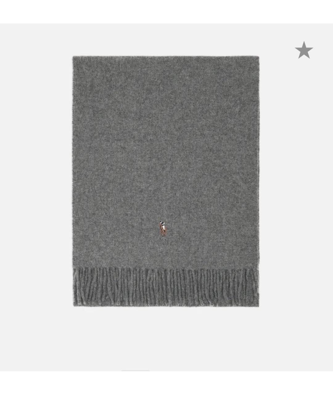 POLO RALPH LAUREN Серый шерстяной шарф, фото 5