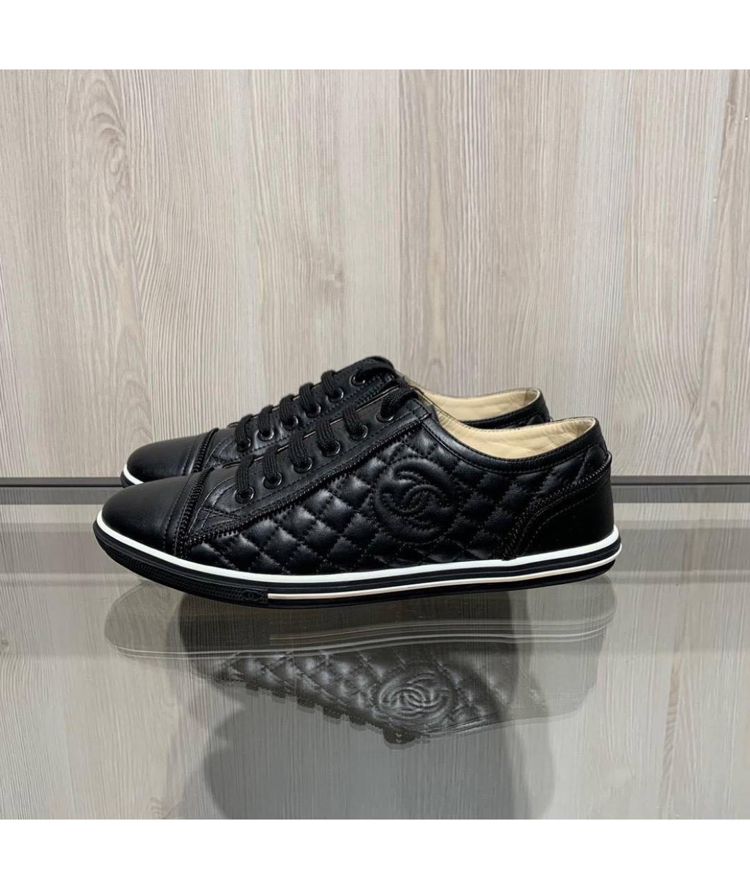 CHANEL Черные кожаные кеды, фото 6