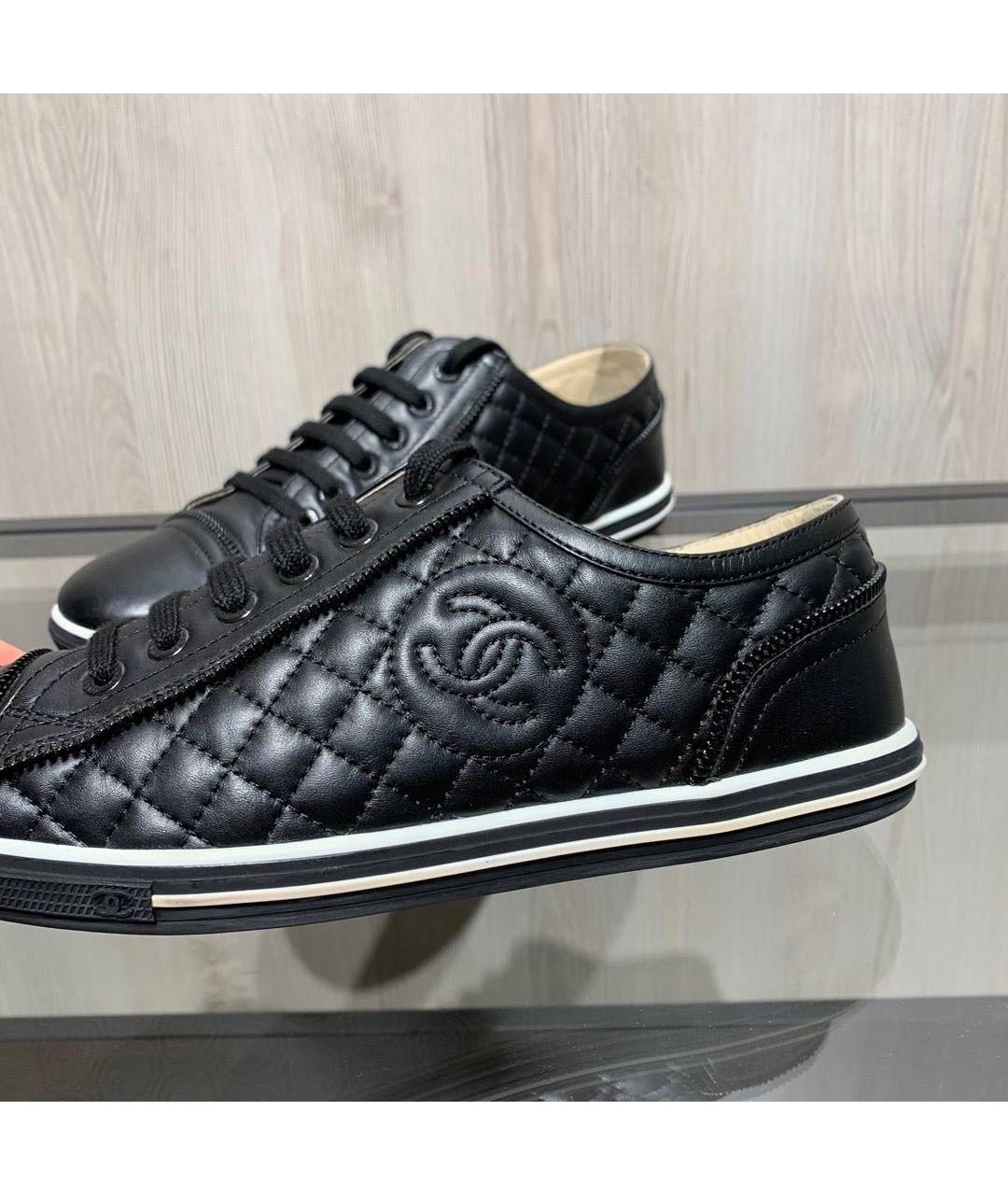 CHANEL Черные кожаные кеды, фото 3