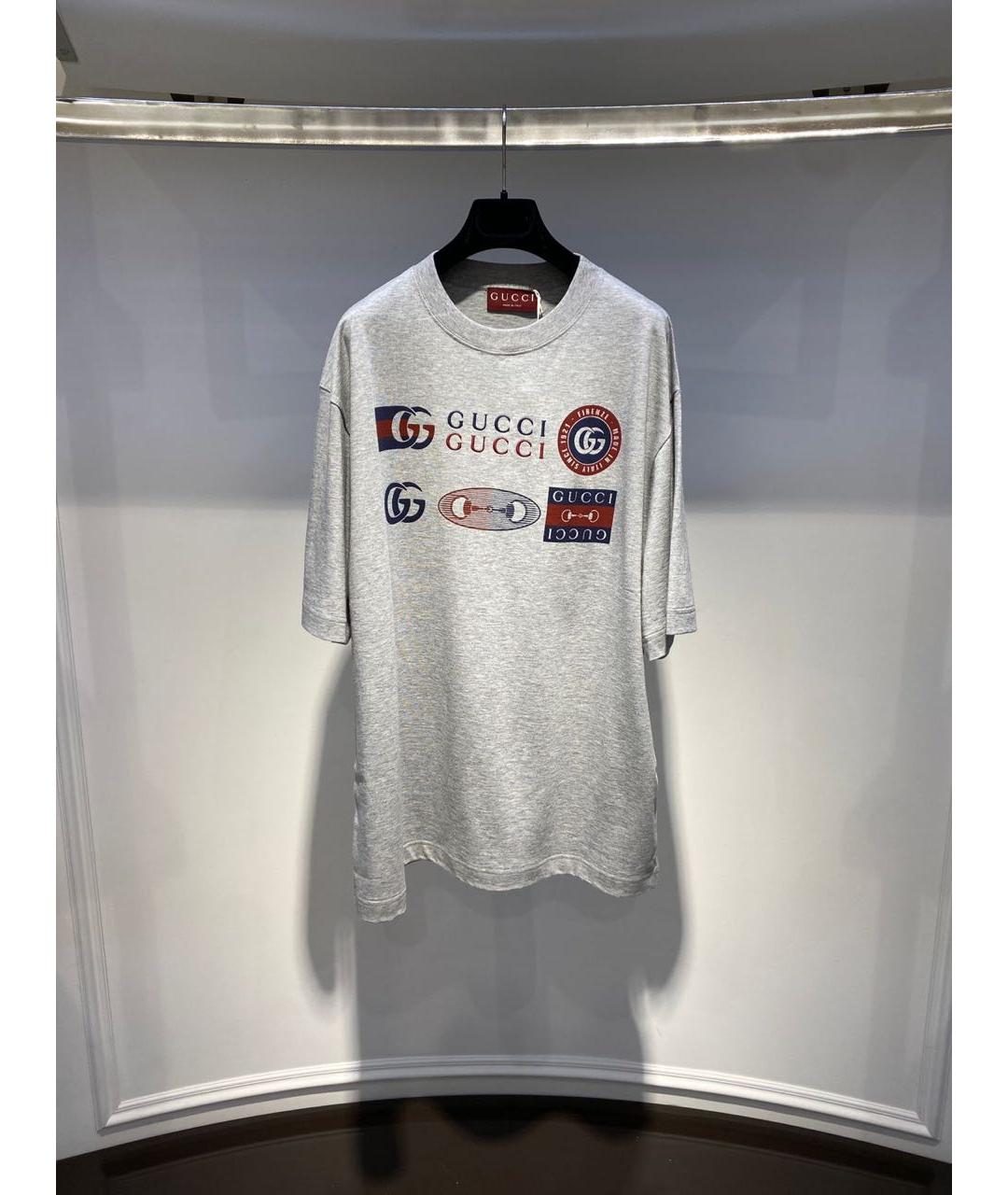 GUCCI Серая хлопковая футболка, фото 2