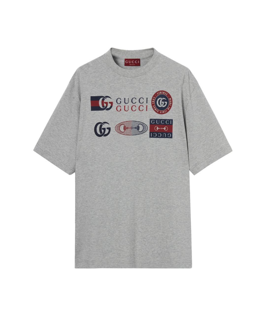 GUCCI Серая хлопковая футболка, фото 1