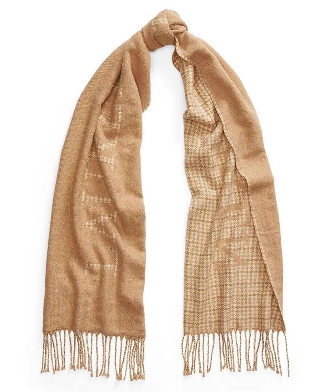 POLO RALPH LAUREN Бежевый шерстяной шарф, фото 2