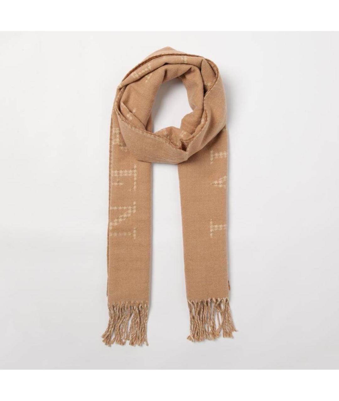 POLO RALPH LAUREN Бежевый шерстяной шарф, фото 5