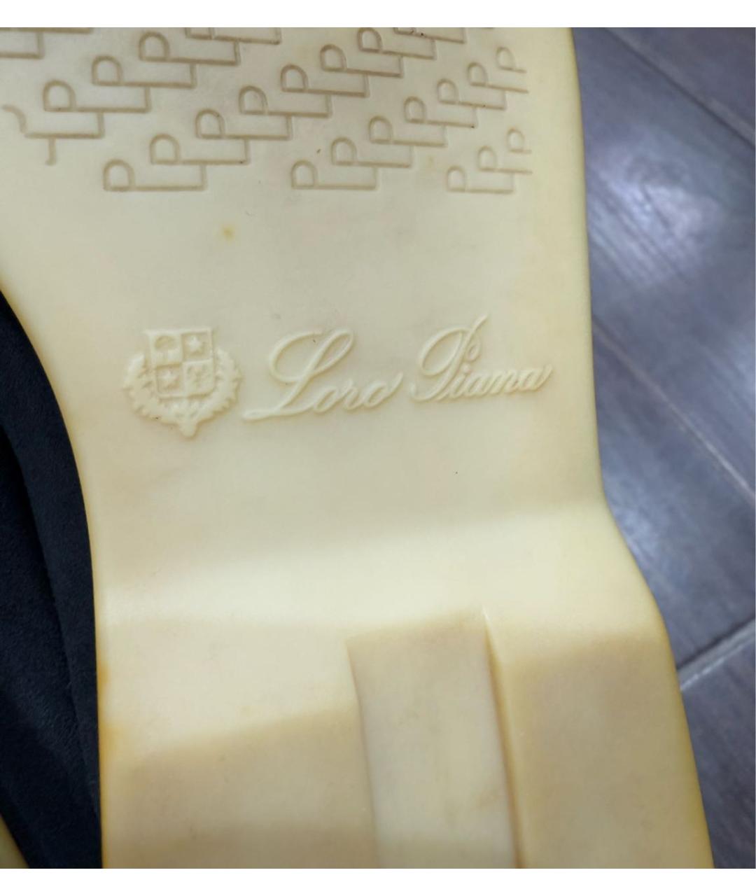 LORO PIANA Черные замшевые лоферы, фото 5