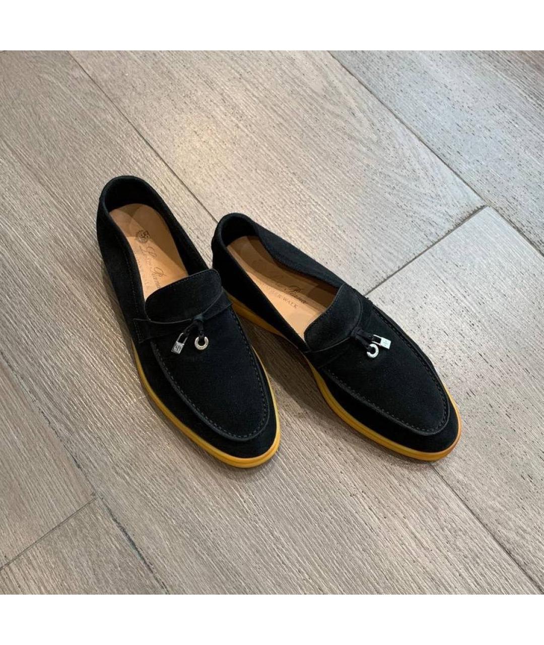 LORO PIANA Черные замшевые лоферы, фото 2
