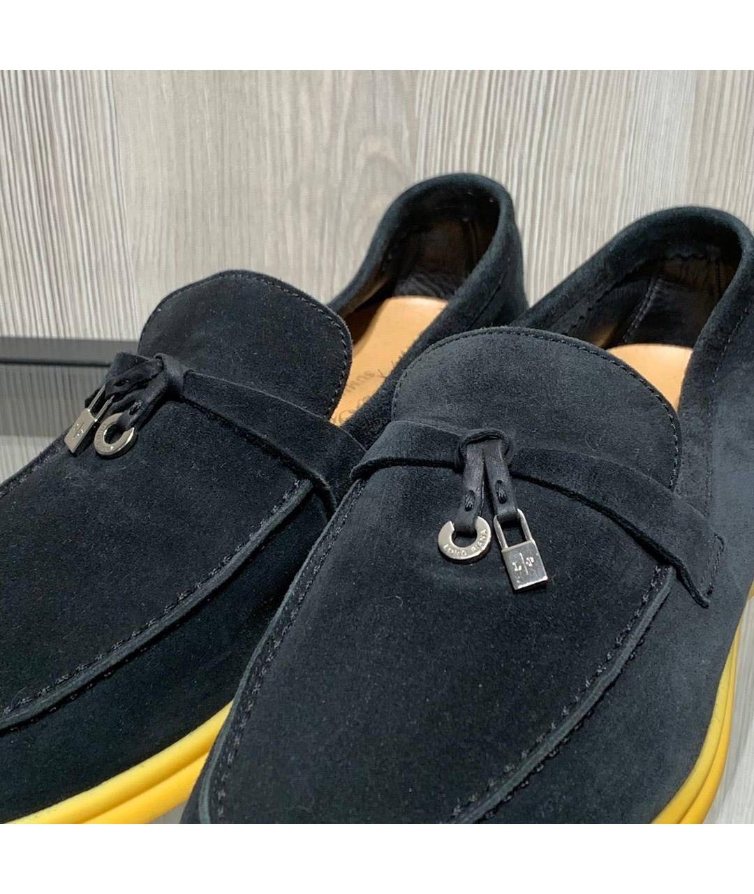 LORO PIANA Черные замшевые лоферы, фото 3