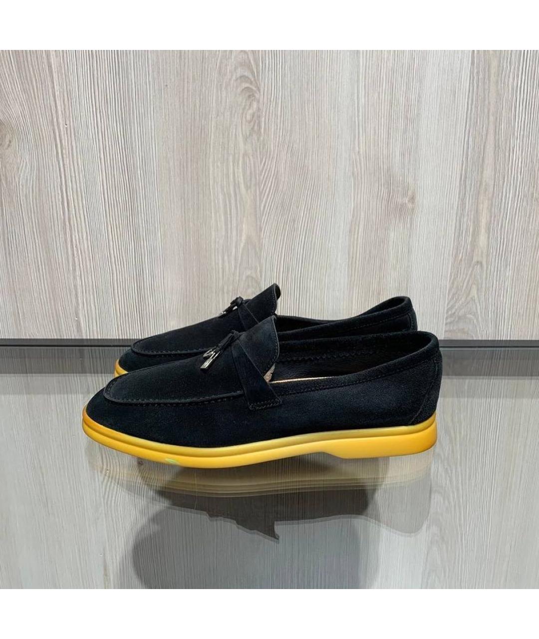 LORO PIANA Черные замшевые лоферы, фото 7