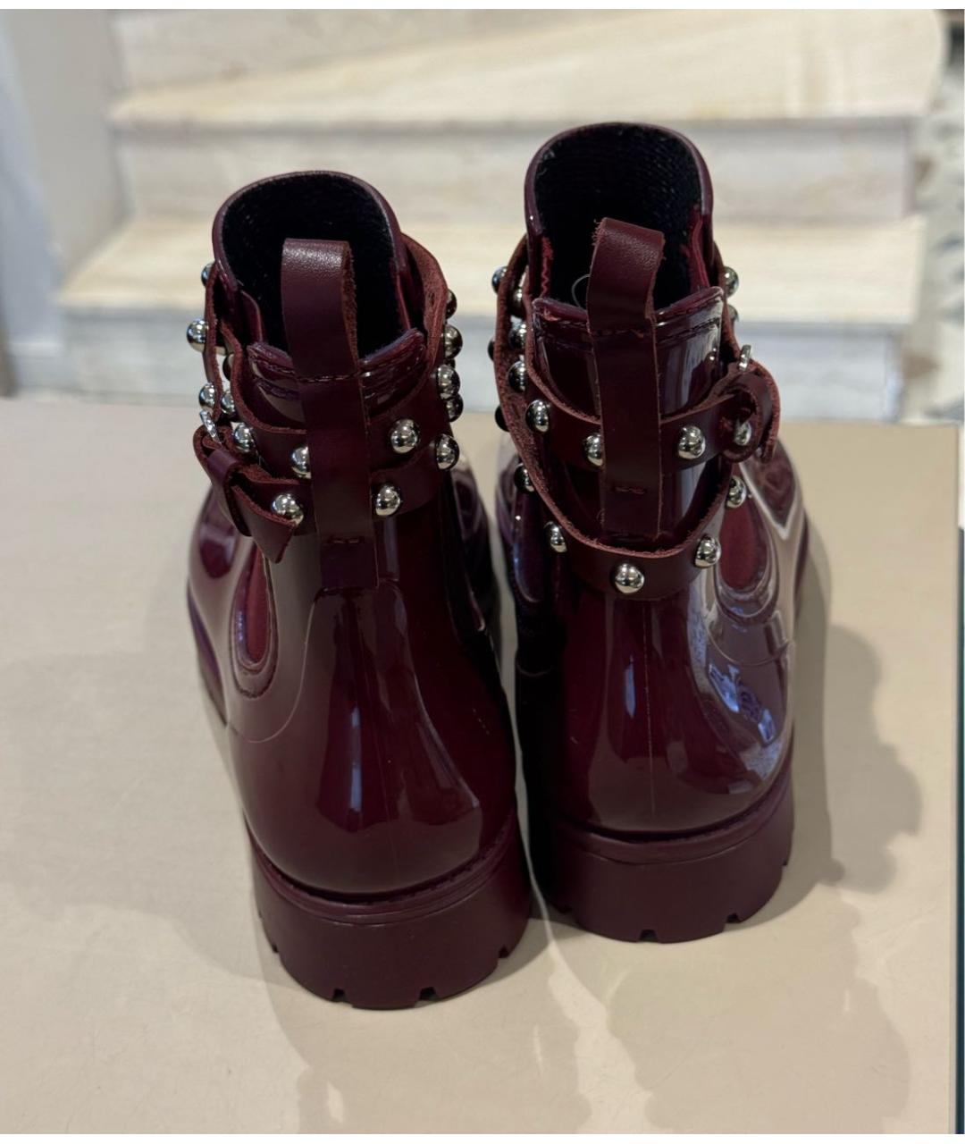 RED VALENTINO Бордовые резиновые полусапоги, фото 5