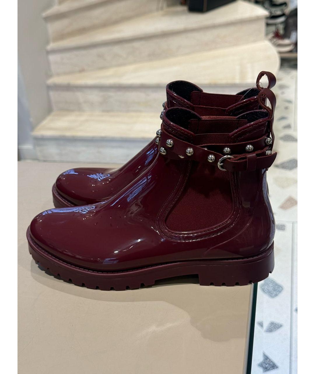 RED VALENTINO Бордовые резиновые полусапоги, фото 3