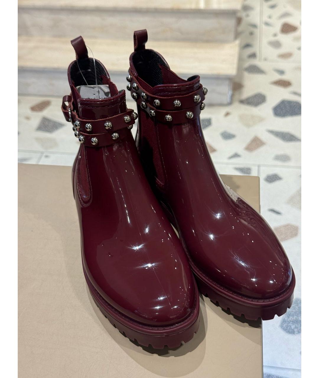 RED VALENTINO Бордовые резиновые полусапоги, фото 2