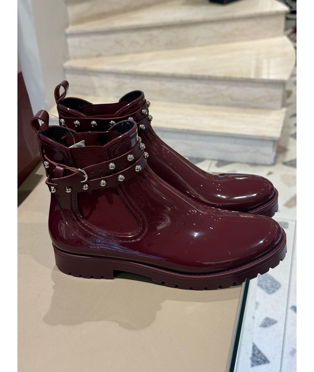 RED VALENTINO Бордовые резиновые полусапоги, фото 6