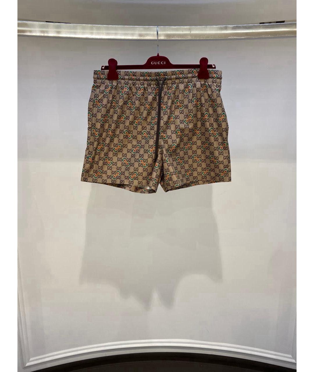 GUCCI Коричневые полиамидовые шорты, фото 2