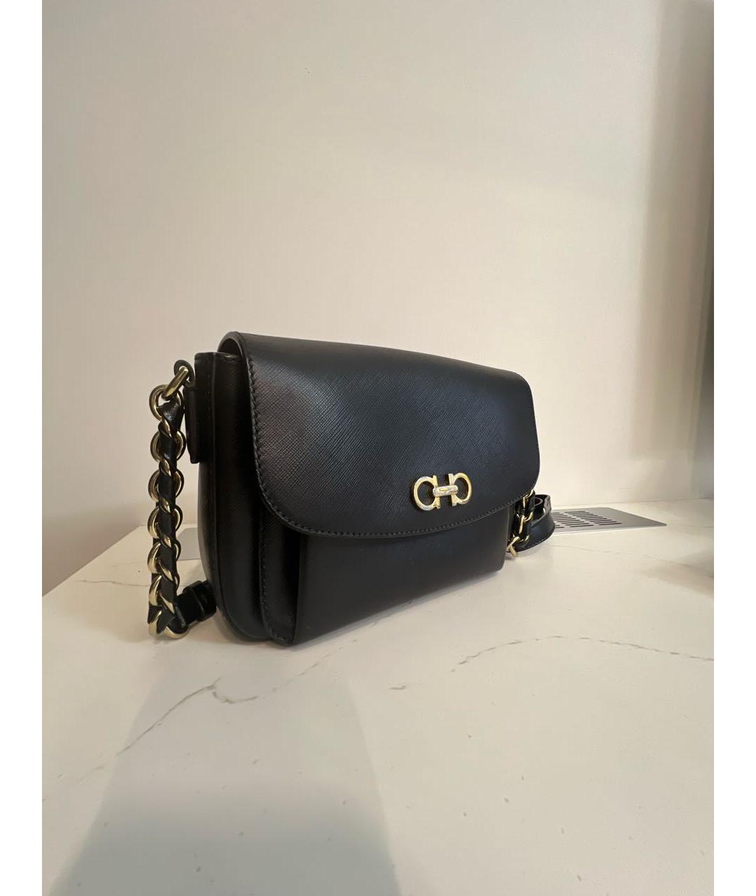 FERRAGAMO Черная кожаная сумка через плечо, фото 2