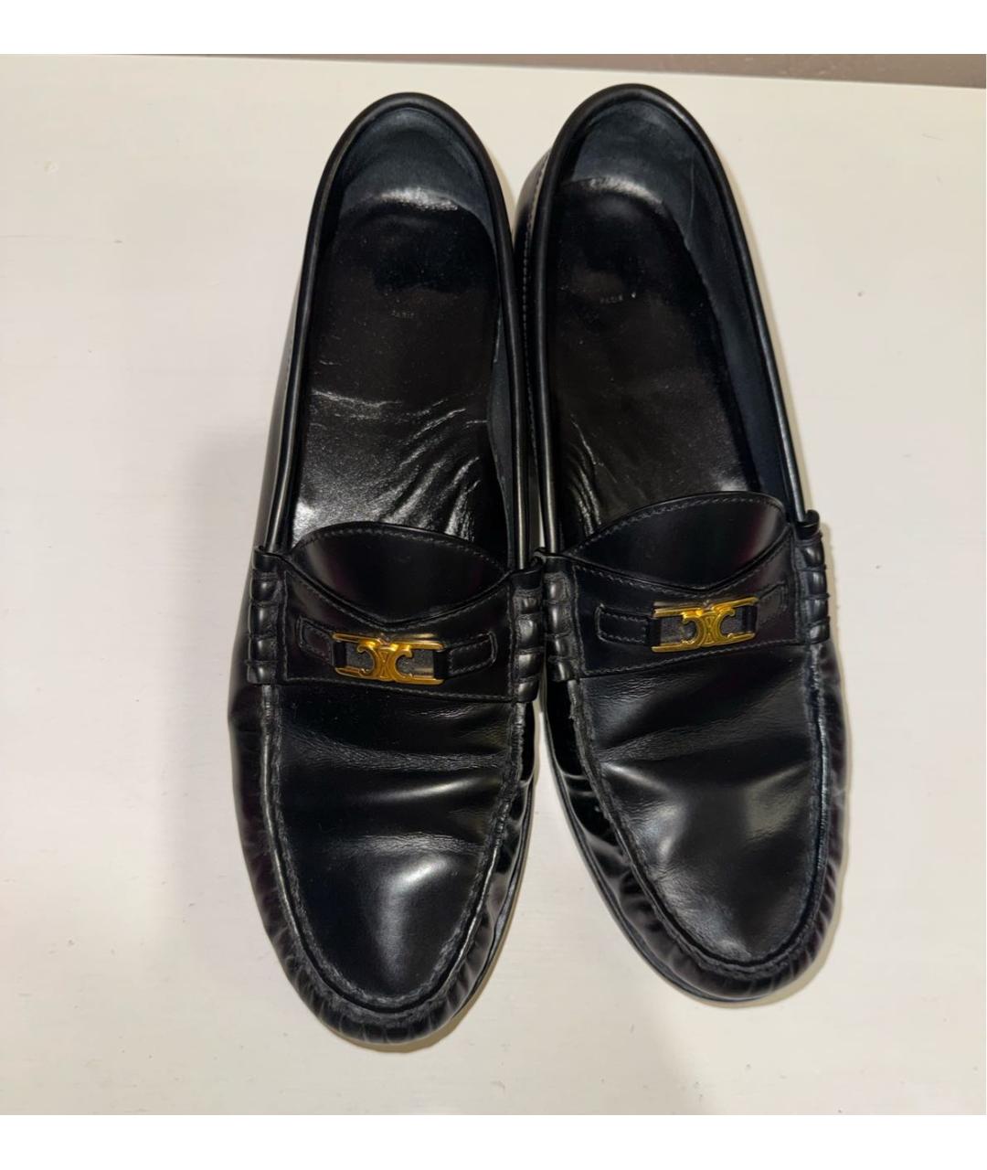 CELINE Черные кожаные лоферы, фото 4
