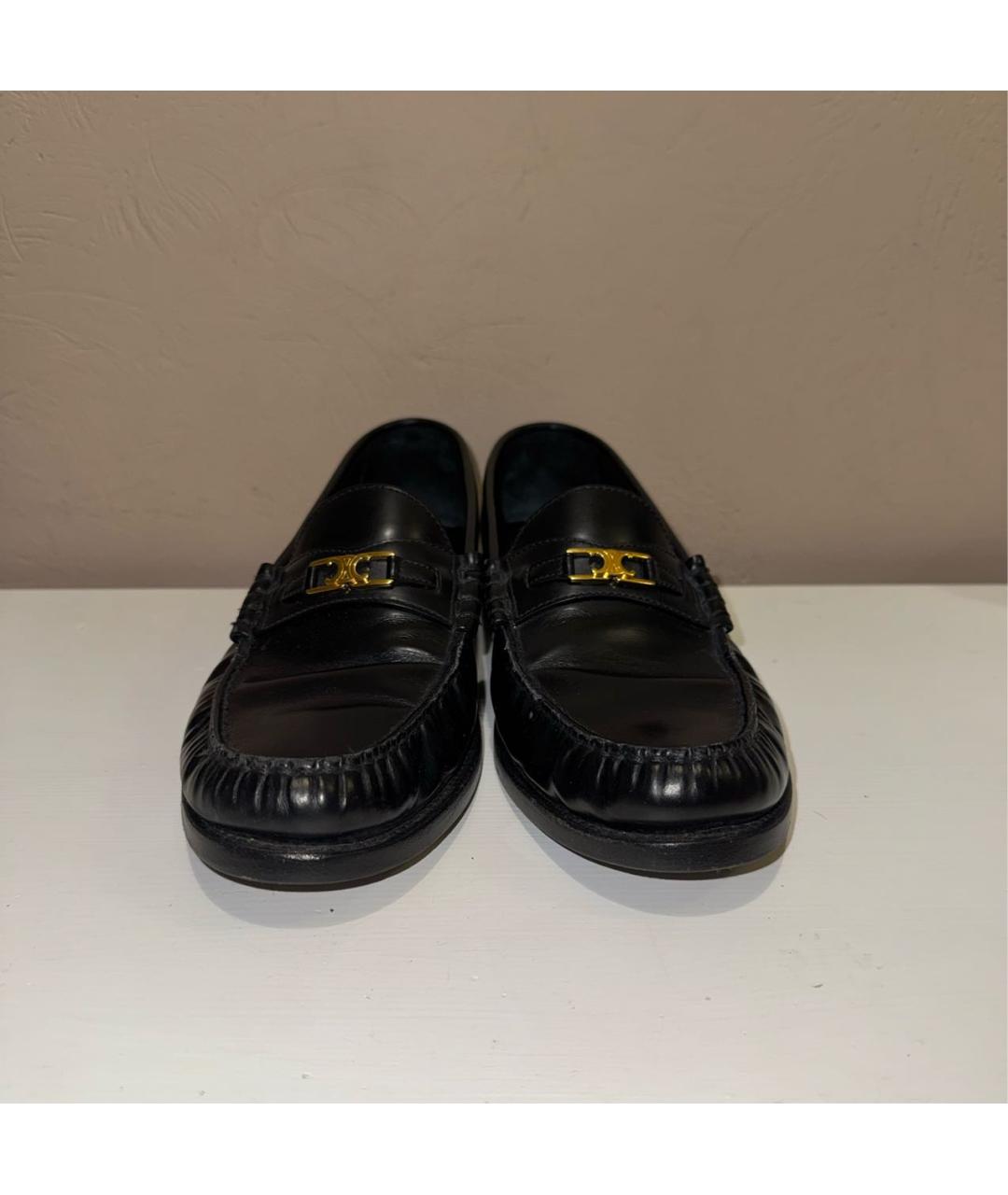 CELINE Черные кожаные лоферы, фото 3