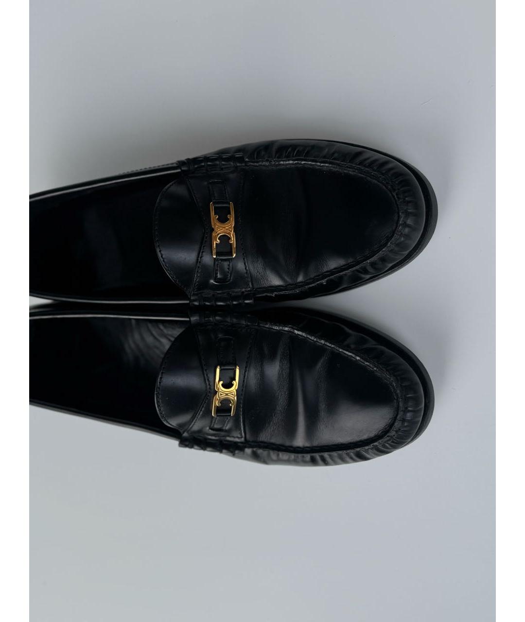 CELINE Черные кожаные лоферы, фото 6