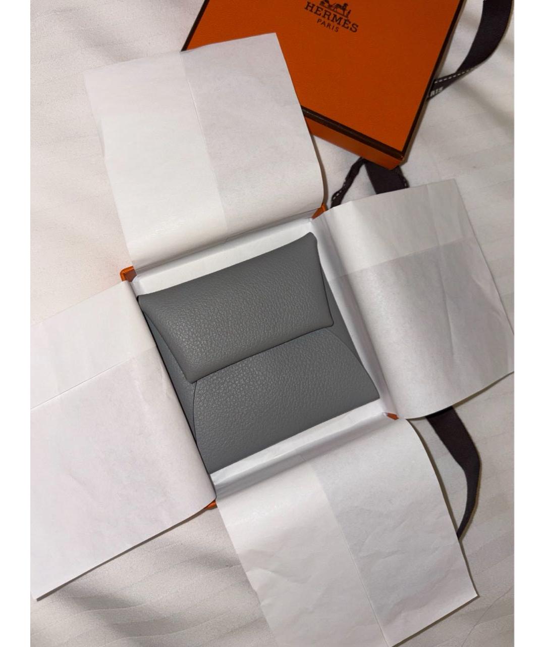 HERMES Серая кожаная визитница, фото 3
