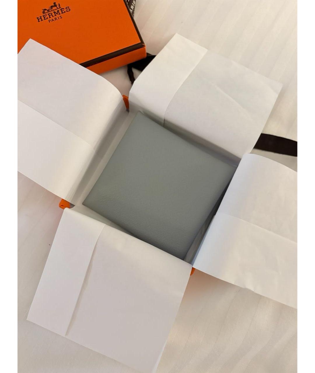HERMES Серая кожаная визитница, фото 4