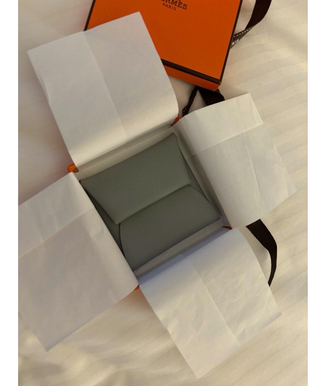 HERMES Серая кожаная визитница, фото 6