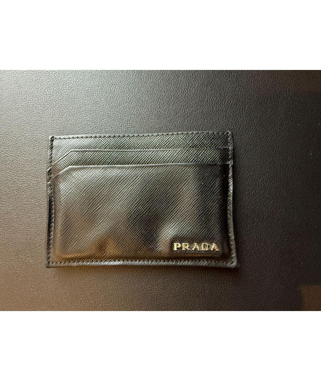 PRADA Черная кожаная визитница, фото 3